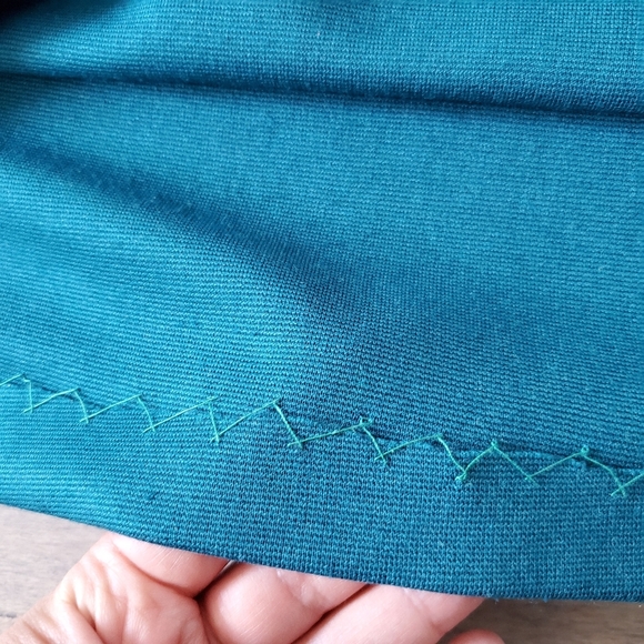 Vintage turquoise Fall Themed midi dress with embroidered acorn on chest - Picture 9 of 11